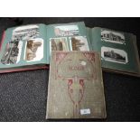 Three vintage postcard albums with cards