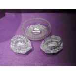 A Victorian pressed glass bowl and similar salts