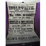 A 1913 poster for the auction at Inglewhite near Longbridge of the former Queens Arms Inn