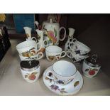 A selection of Royal Worcester ware in the Evesham pattern including coffee pots, egg coddlers,