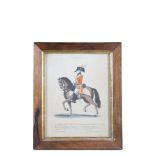 A 19TH CENTURY ROSEWOOD FRAMED MILITARY PRINT, titled Second Regiment Lifeguards; together with