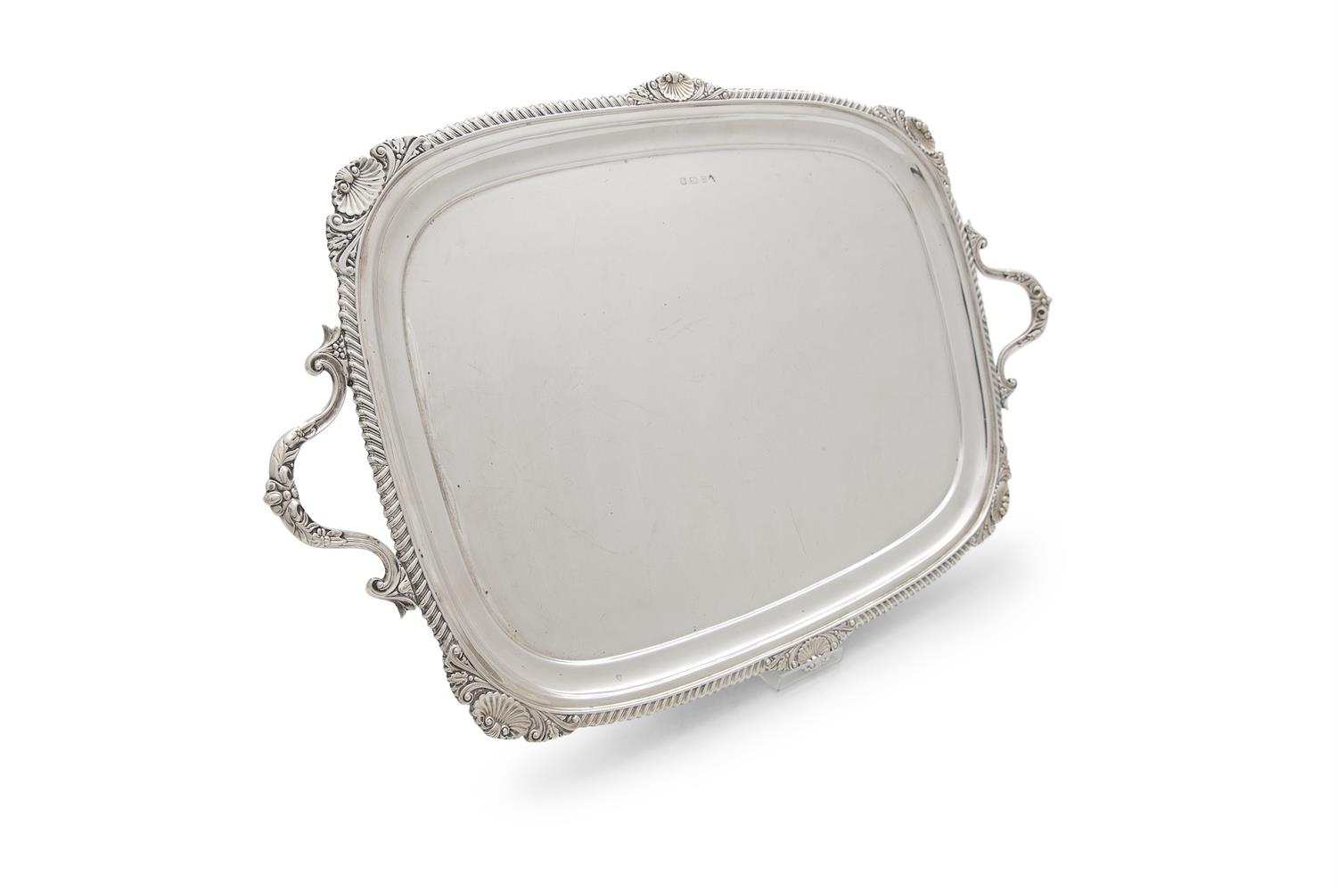 A LARGE SILVER TRAY, Birmingham 1926, mark of mark of J B Chatterley & Sons Ltd, of rectangular