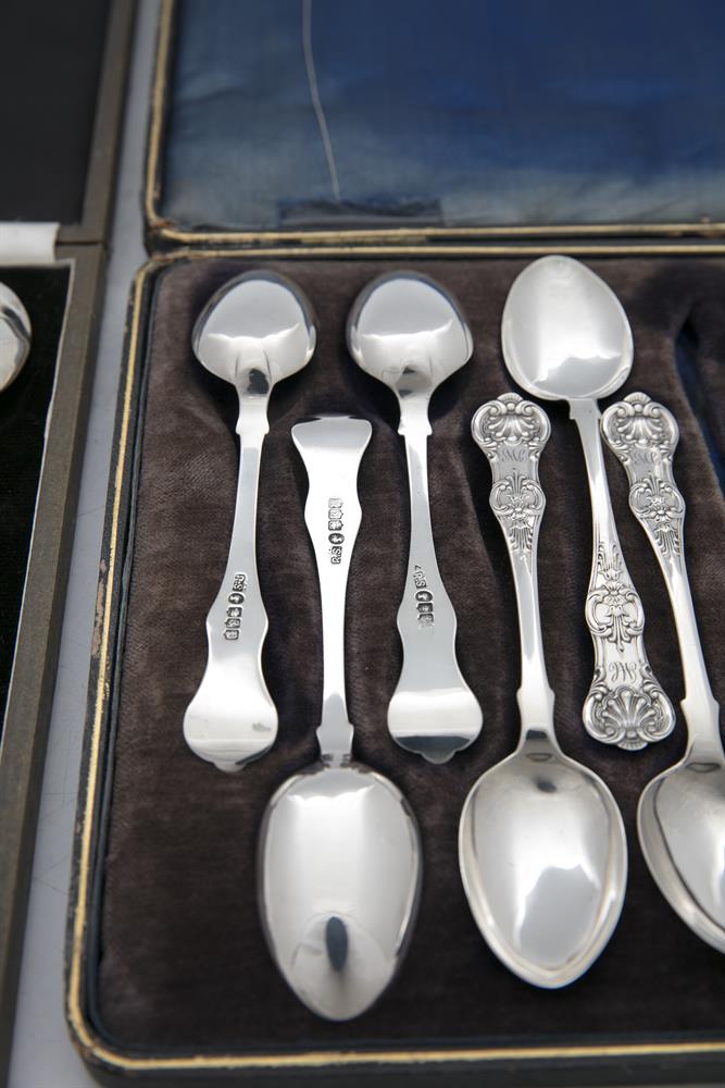 TWO SETS OF SILVER SPOONS, comprising a cased set of twelve mid Victorian Scottish teaspoons, - Image 4 of 4