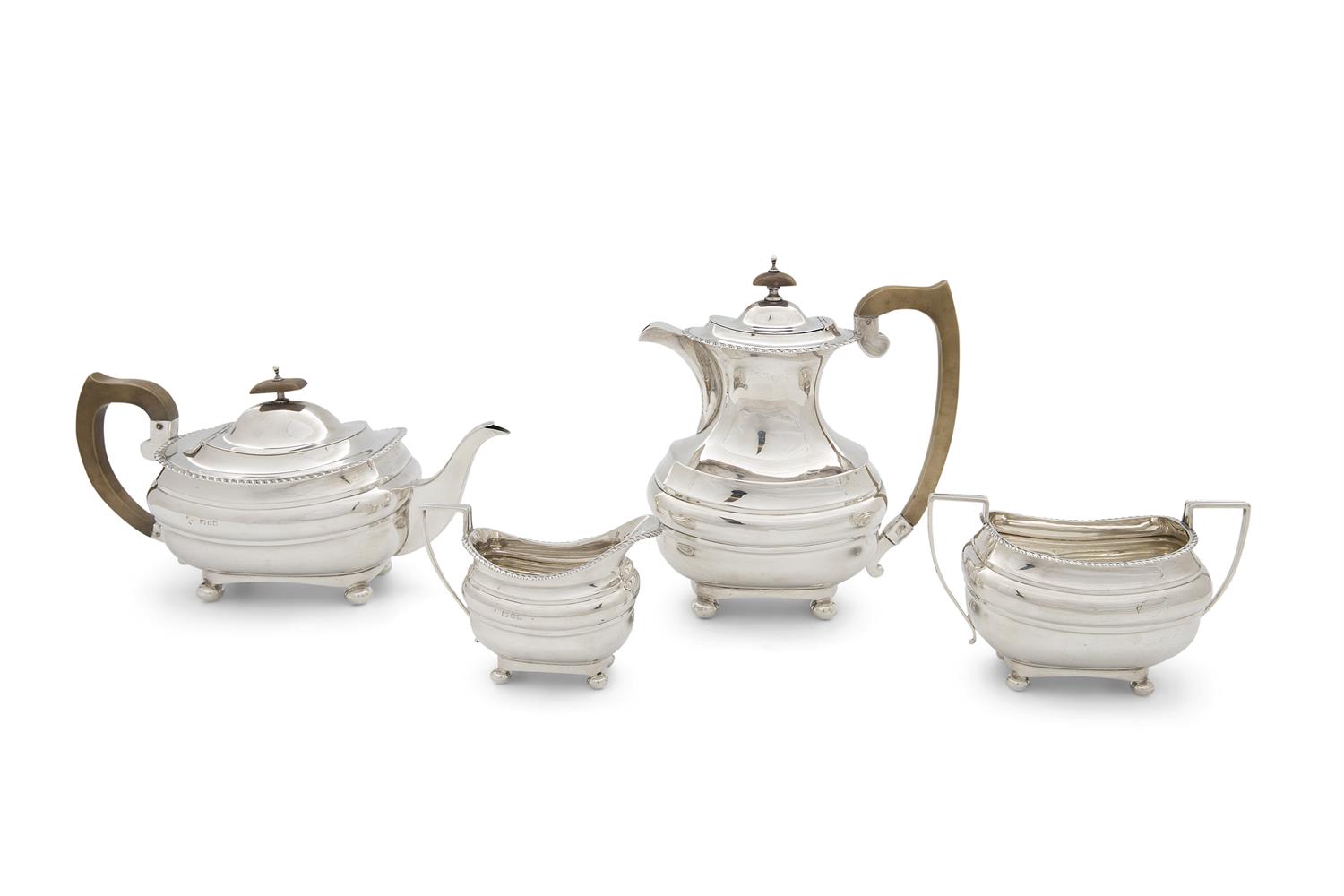 A SILVER FOUR PIECE TEA SERVICE, London and Birmingham 1928, mark of J B Chatterley & Sons Ltd,