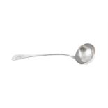 AN EDWARDIAN OLD ENGLISH PATTERN SILVER LADLE, London 1903, mark of West & Son, the terminal