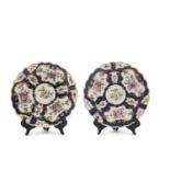 A PAIR OF DR. WALL FIRST PERIOD WORCESTER DISHES, C.1760each of circular shape with wavy rim,