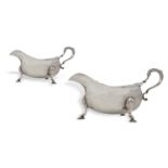 A PAIR OF LARGE IRISH GEORGE III SILVER SAUCE BOATS, Dublin 1798, mark of Robert Breading, each of