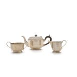 A THREE PIECE SILVER TEA SERVICE, Sheffield 1930, mark of George Wish Ltd, comprising teapot,