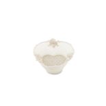 A BELLEEK FIRST PERIOD TREFOIL BASKET (1863-1891), with three strand base and pierced trellis sides,