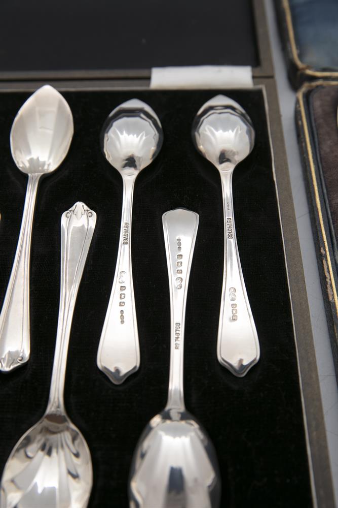 TWO SETS OF SILVER SPOONS, comprising a cased set of twelve mid Victorian Scottish teaspoons, - Image 3 of 4