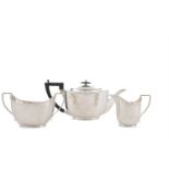 A THREE PIECE SILVER TEA SERVICE, Birmingham 1919, mark of Daniel & Arter, comprising teapot,