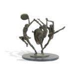 Rowan Gillespie (b.1953)The Cashel DancersBronze, 34cm high, on circular slate base, 29cm