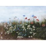 Andrew Nicholl RHA (1804-1886)A Bank of Wild Flowers - Daisies and PoppiesWatercolour, 33 x 44cm (13