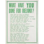 WAR RECRUITING POSTER FOR THRE FIRST WORLD WARWhat Have Done for Ireland Recruiting Poster for the