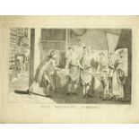 THE FORTUNATE FARRIER A black and white engraving, no publisher, c.1790, a flunkey presenting a