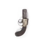 A 19TH CENTURY PEPPERBOX REVOLVER, by Manton of London, the fluted cylinder with six barrels