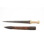 A CAUCASIAN KINDJAL DAGGER , 19th centurywith walrus ivory handle and double edged and pointed blade