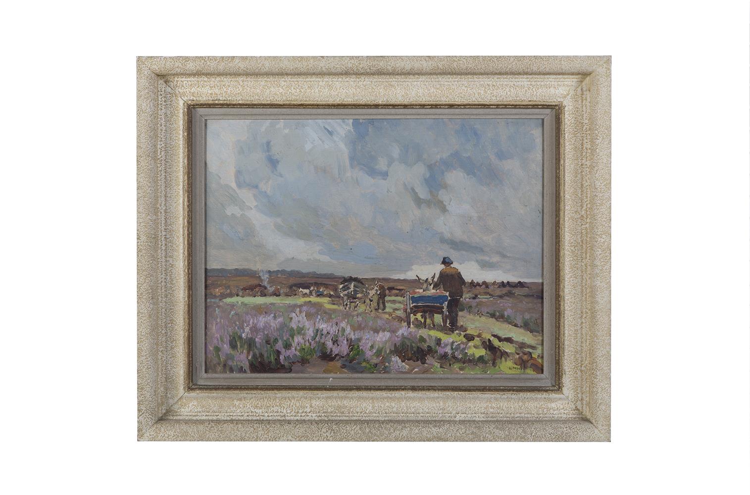 Letitia Marion Hamilton RHA (1878-1964)Carting TurfOil on panel, 29.5 x 38cm (11½ x 15)Signed with - Image 2 of 3