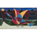 Basil Ivan Rákóczi (1908-1979)Bird and TopiaryOil on canvas, 23.5 x 41cm (9¼ x 16'')Signed