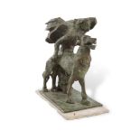 John Behan RHA (b.1938)Queen Maeve with her WolfhoundBronze, 29cm high (11½”)UniqueThis piece was