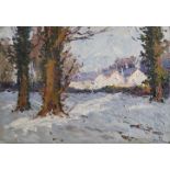 Hans Iten RUA (1874-1930)'Snowy Landscape with Buildings' and 'A Wintry Wooded Lake Scene'Double