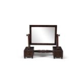A WILLIAM IV MAHOGANY DRESSING TABLE MIRROR, c.1830, fitted with adjustable mirror plate above