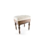 A WALNUT MARQUETRY AND UPHOLSTERED PIANO STOOL, 19th century, patent by Wadman Brothers of Bath,