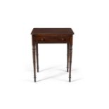 A VICTORIAN MAHOGANY CHAMBER TABLE, the plain rectangular top with rounded corners, above a single