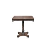 A GEORGE IV MAHOGANY OCCASIONAL TABLE, of shaped rectangular form, with stepped rim and pendant