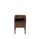 AN IRISH MAHOGANY AND SATINWOOD BEDSIDE COMMODE, LATE 18TH CENTURY, in the style of William Moore,