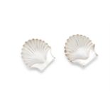 A PAIR OF GEORGE III SILVER BUTTER DISHES IN THE FORM OF SCALLOP SHELLS, London 1896, mark