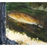 Barrie Cooke HRHA (1931-2014)Trout and WadingOil on canvas, 55 x 50cm (21½ x 19¾'')Signed and