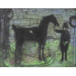 Ross Wilson (b.1957)Man and HorseMixed media, 31 x 41cm (12¼ x 16¼'')Signed and dated (19)'