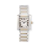 A STAINLESS STEEL AND 18K GOLD 'TANK FRANCAISE' BRACELET WATCH, BY CARTIER20-jewel ETA Cal. 2000-1