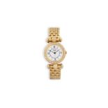 A LADY'S 18K GOLD AND DIAMOND WATCH, BY VAN CLEEF & ARPELSOf quartz movement, the white dial with