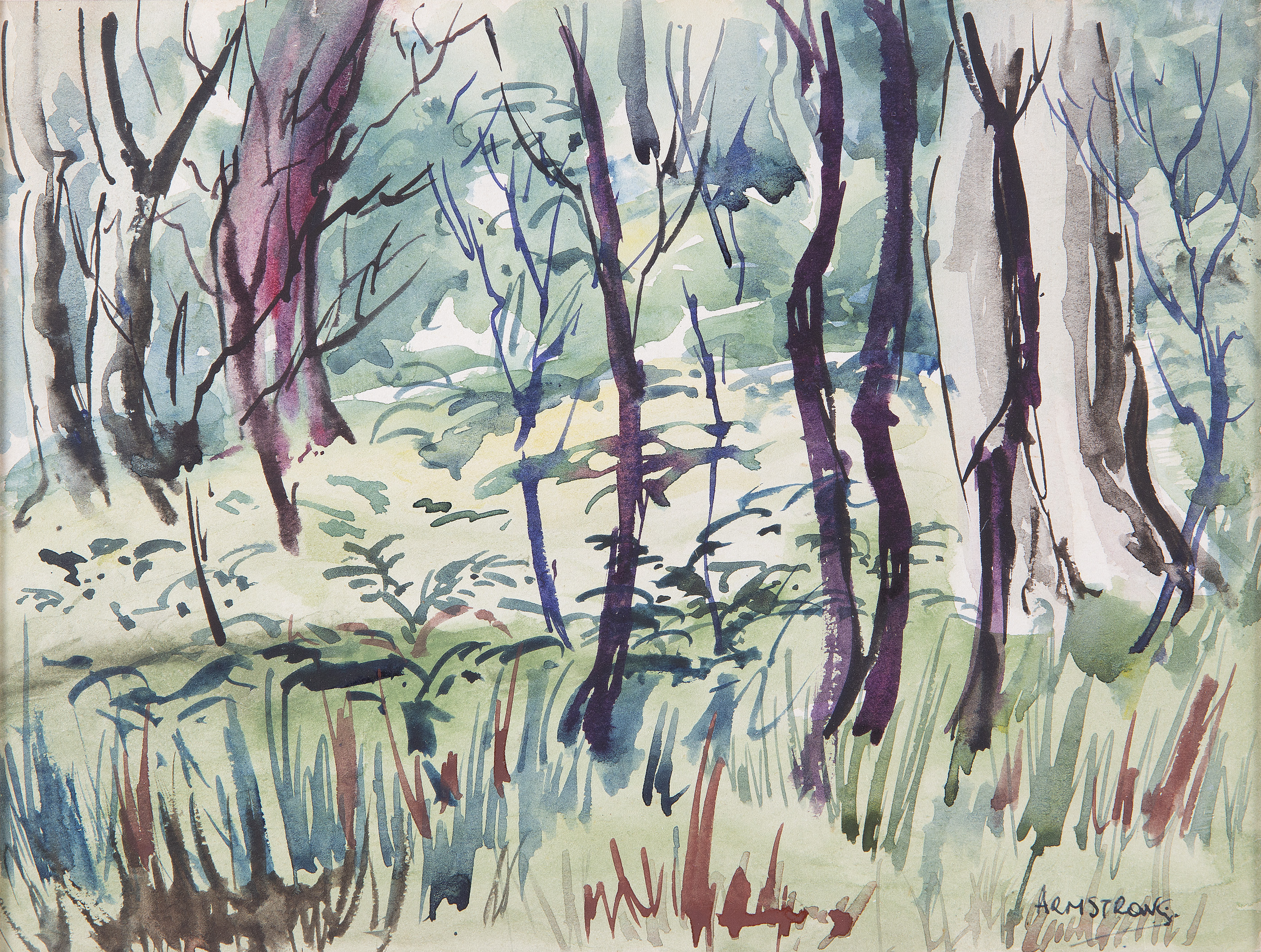 Arthur Armstrong RHA (1924-1996)WoodlandWatercolour, 17 x 22cm (6½ x 8¾'')Signed