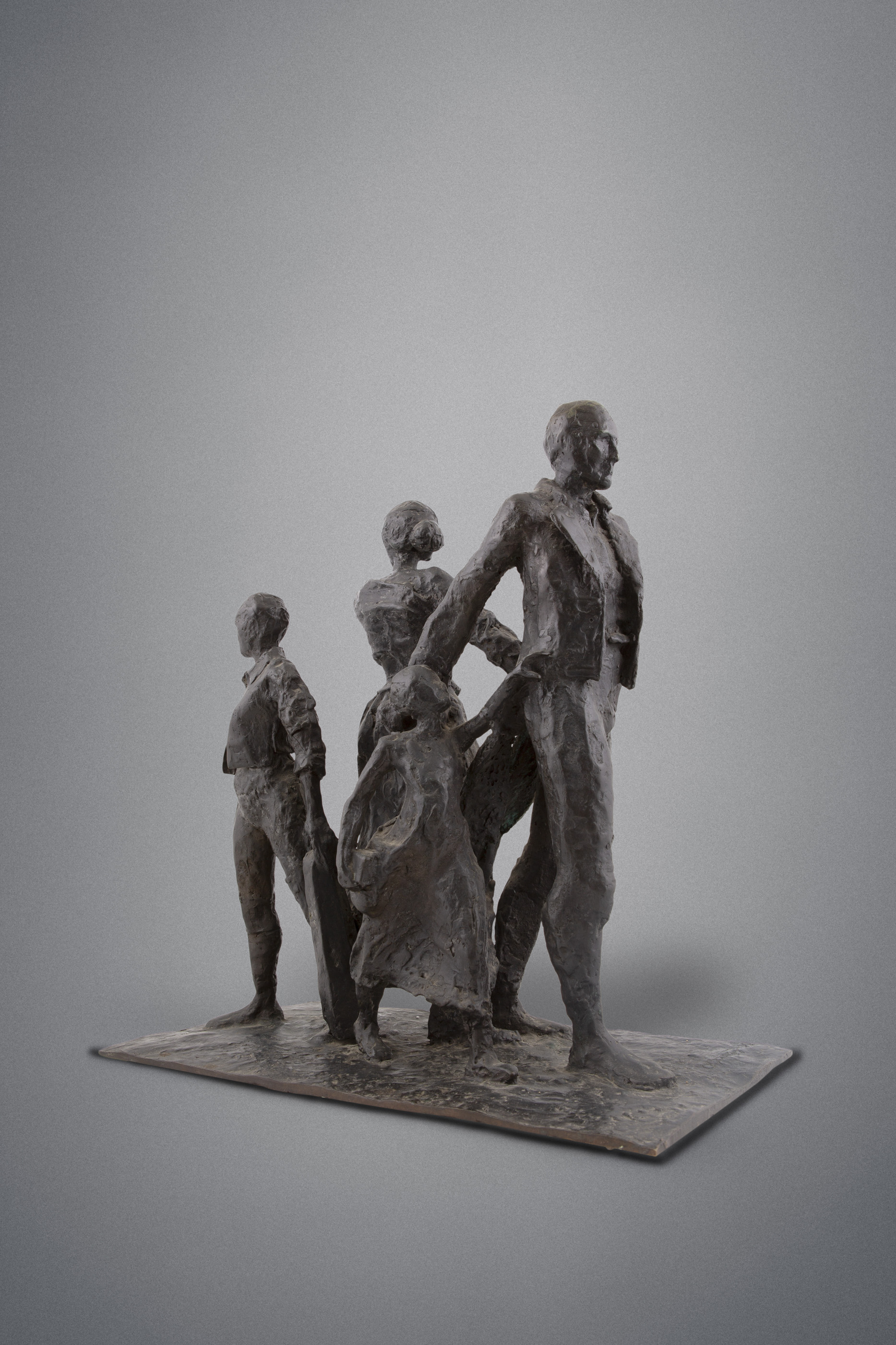 Eamonn O'Doherty (1939-2011)The Emigrants (1990)Bronze, 49cm high x 49cm long x 26cm diameter (19¼ x