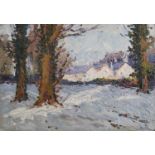 Hans Iten RUA (1874-1930)'Snowy Landscape with Buildings' and 'A Wintry Wooded Lake Scene'Double