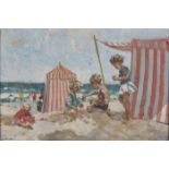 James Le Jeune RHA (1910-1983)Idyllic Days - Children Playing on a BeachOil on canvas, 31 x 46cm (