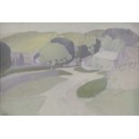 Harry Epworth Allen (1894-1958)Houses in a Country LandscapeGouache 32 x 48cm (12.5 x 18.75)Signed