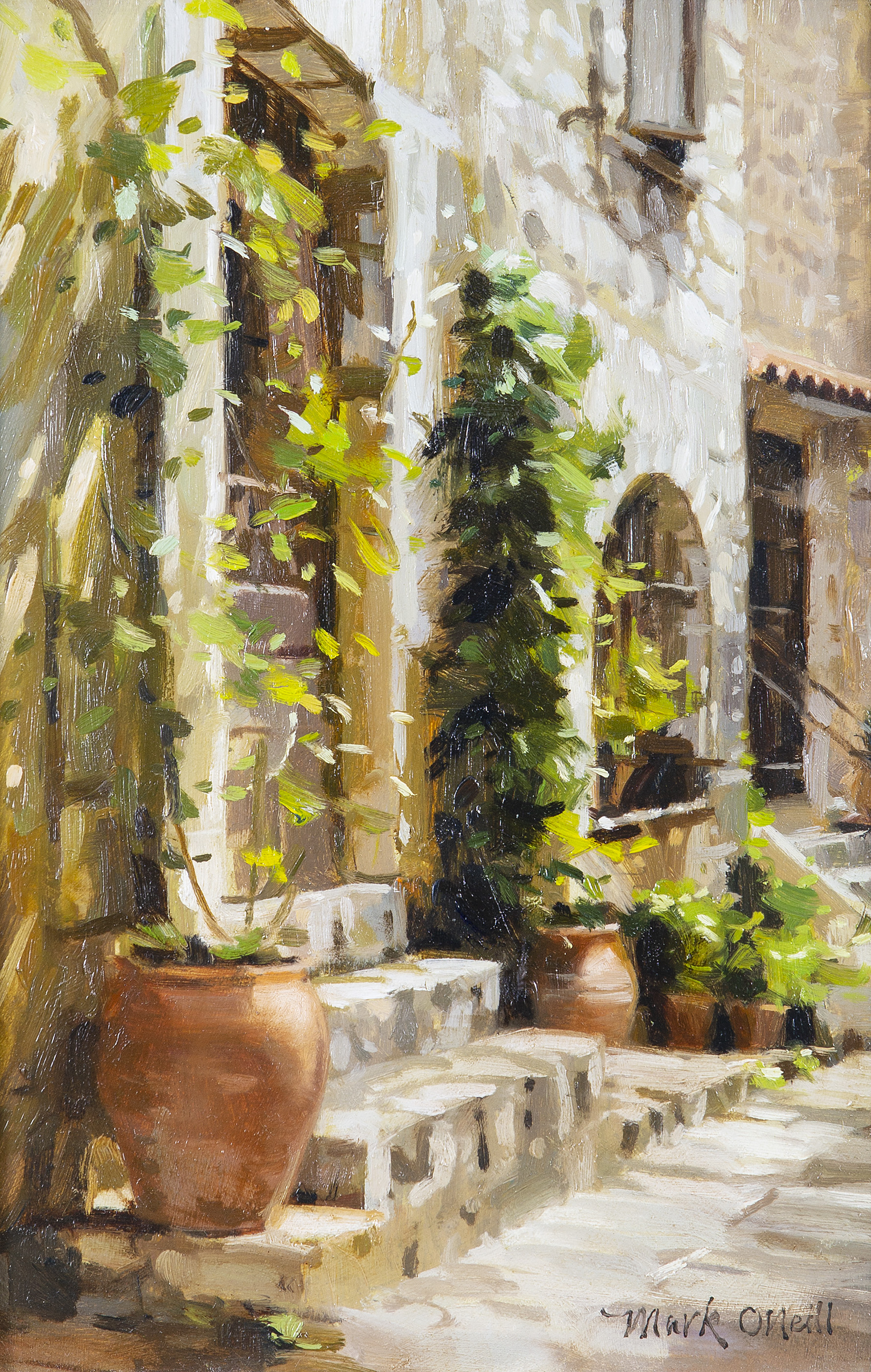 Mark O'Neill (b.1963)Oldtown, Terracotta IIOil on board, 29 x 19cm (11½ x 7½'')Signed; also signed