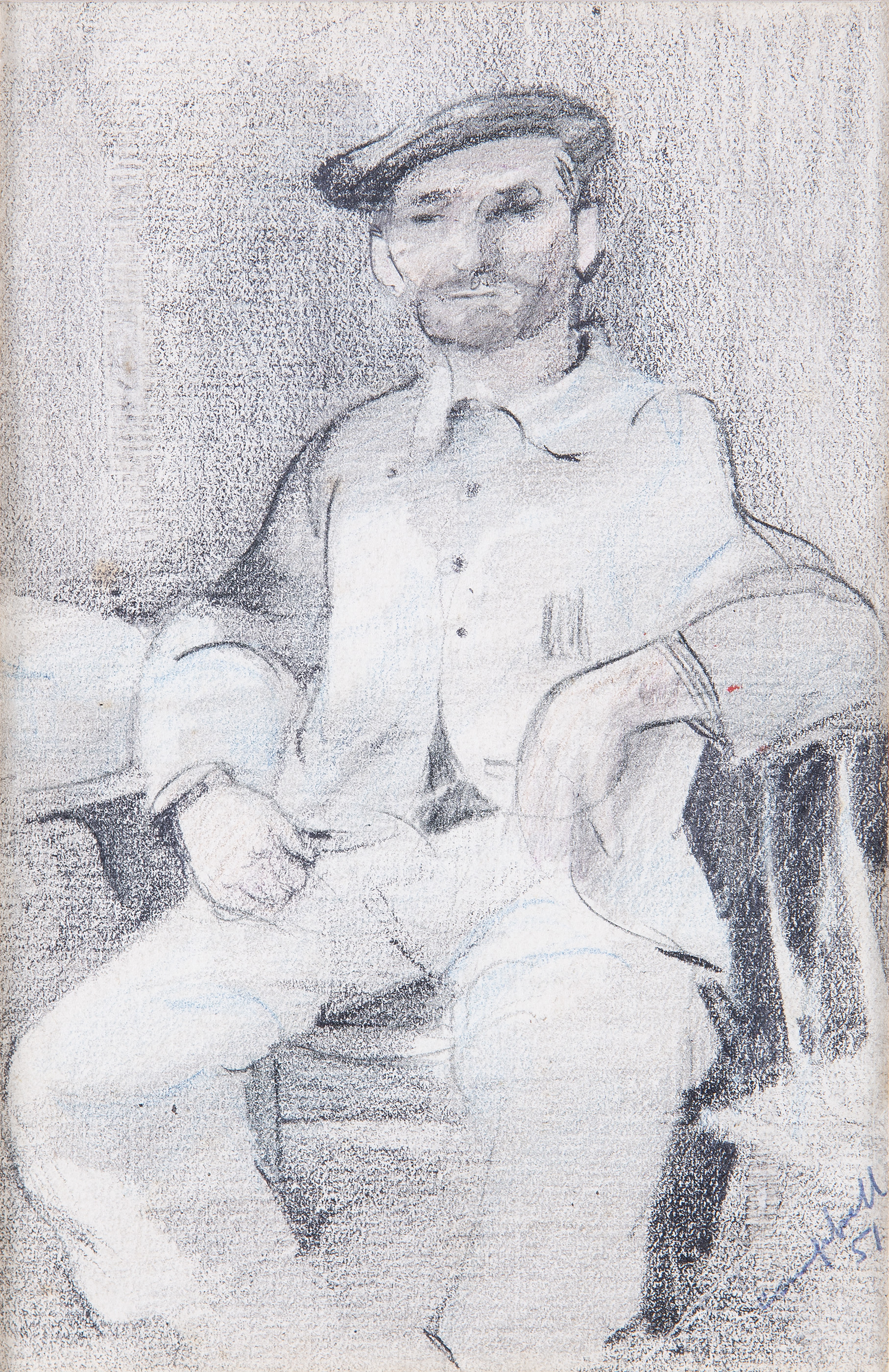 George Campbell RHA (1917-1979)Male FigureGraphite, 17 x 11cm (6¾ x 4¼'')Signed and dated (19)'51