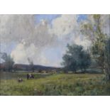 James Humbert Craig RHA RUA (1877-1944)Landscape with Cattle GrazingOil on canvas, 37 x 50cm (14½