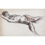 Roderic O'Conor (1860-1940)Nude Study - RecliningInk, pencil and conte, 26 x 41cm (10¼ x 16'')