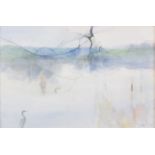 Tom Carr HRHA (1909-1999)Lake Scene with HeronWatercolour, 36 x 55cm (14¼ x 21½'')Signed