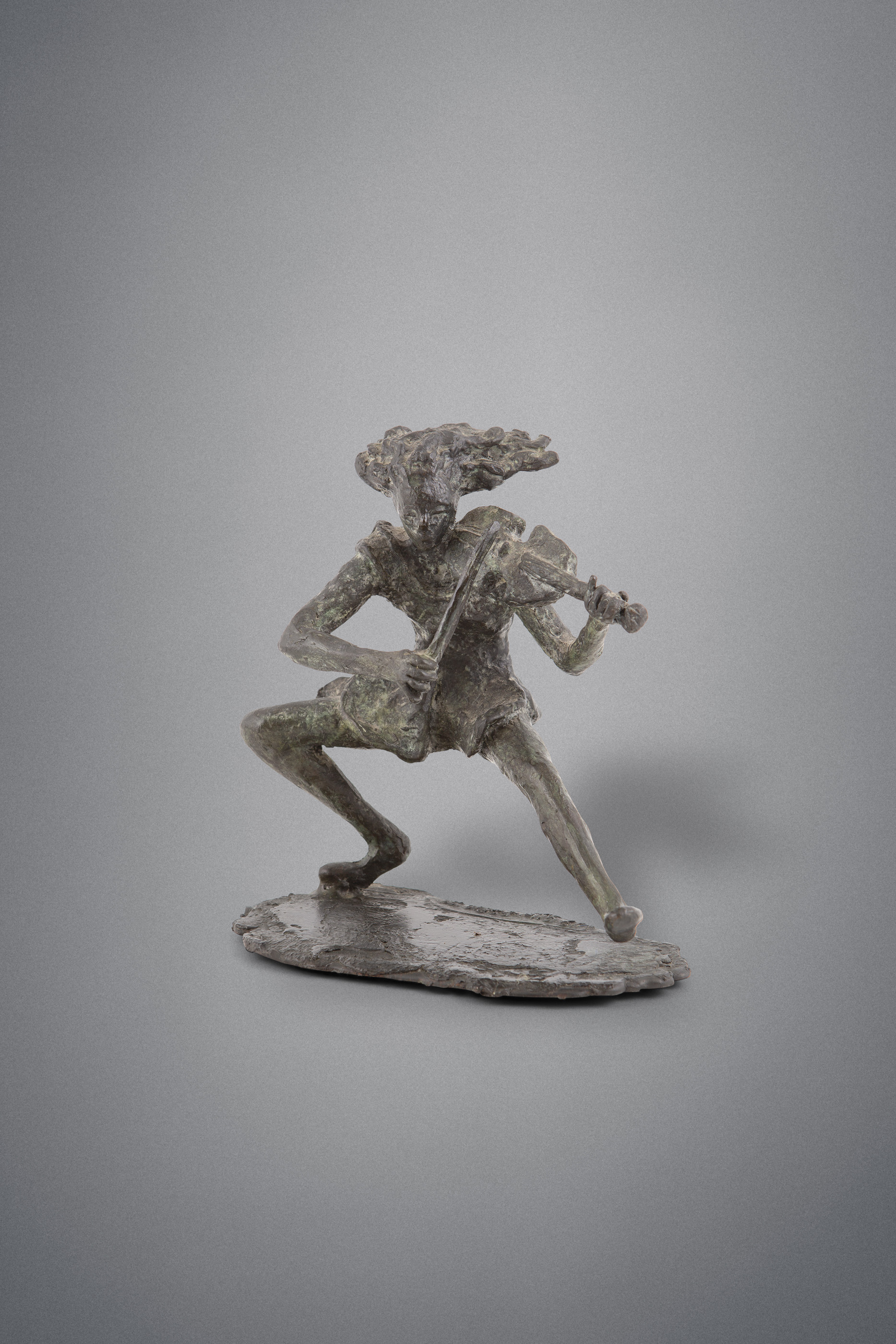 Rowan Gillespie (b.1953)The ViolinistBronze, 15cm high x 14.5cm wide x 11cm deep (6 x 5¾ x 4¼'')