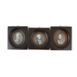 A COLLECTION OF THREE MINIATURE PORTRAITS OF MILITARY GENTLEMEN, two ovals and a tondo, contained in