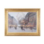 P. RENARD Parisian Street Scene Oil on canvas, 67 x95cm Signed