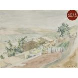 BENN (1905-1989) Paysages Ensemble de 3 dessins aquarellés Signés et datés. 24 x 32 cm (3). Mots