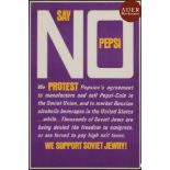 [AFFICHE EN FAVEUR DES JUIFS D’URSS] Say no to Pepsi Affiche appelant à protester contre les Accords